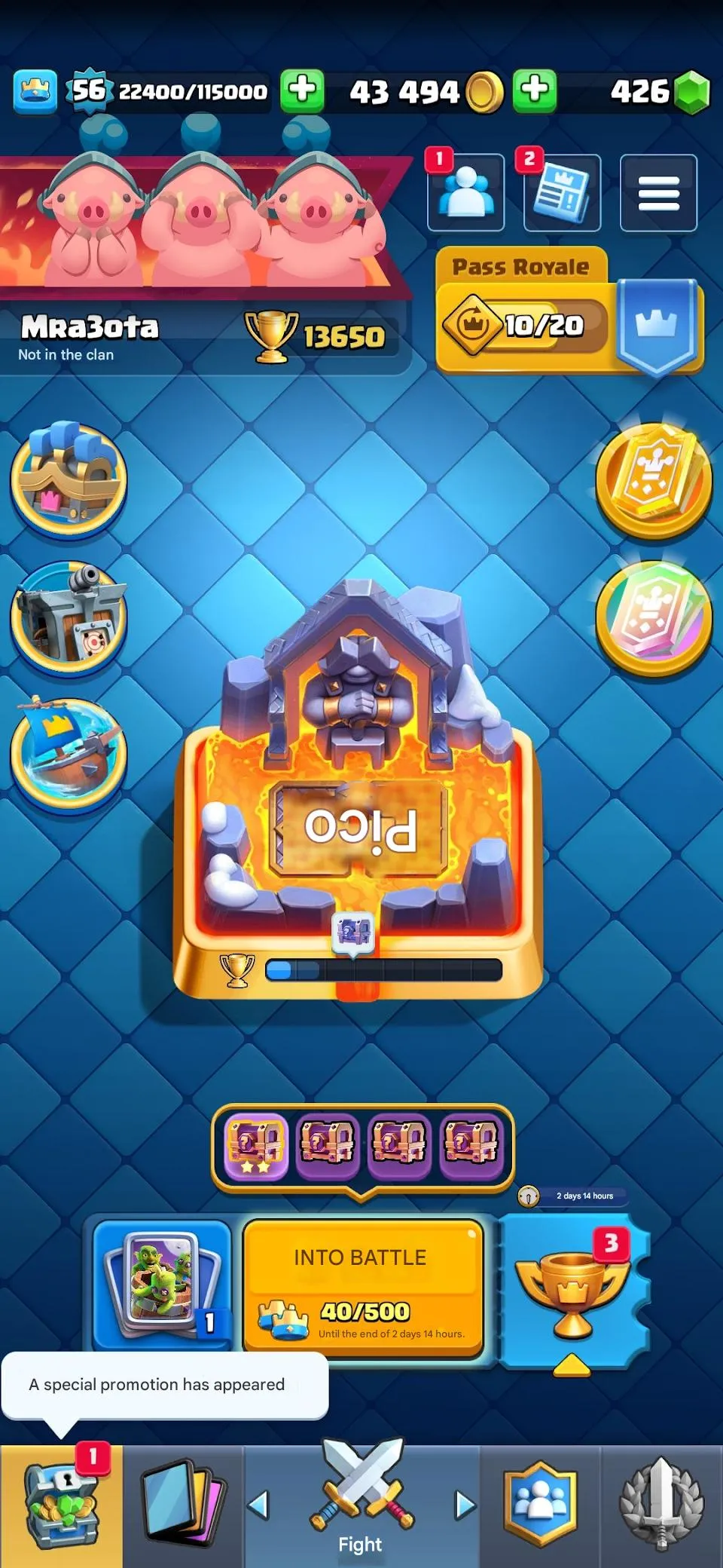 CR531 High Level 56 Arena 24 Account with 121 Cards, 29 Legendary, Many Evolutions, 69 Emotes, 65 Banner Decorations 